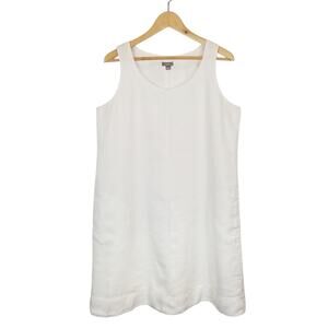 J. Jill Women's 100% Linen White Sleeveless Shift Dress Size Medium